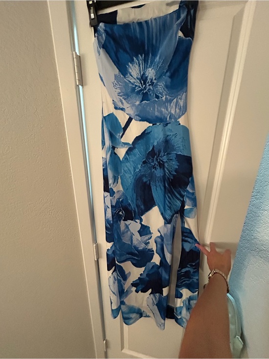 Dresses & Skirts - Blue Floral Strapless Maxi Dress